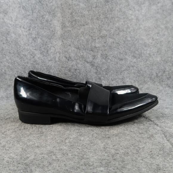 Marc Fisher Shoes Womens 6.5 Loafer Leather Slip On Fashion Black Classic Shaine - Picture 1 of 13